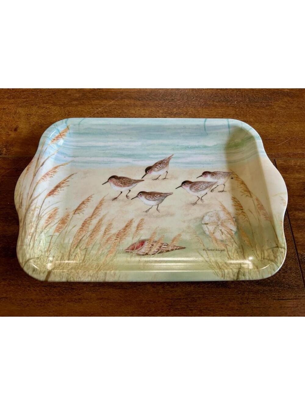 Decorative Serving Tray with Shorebirds and Seaside Scene Made in Italy